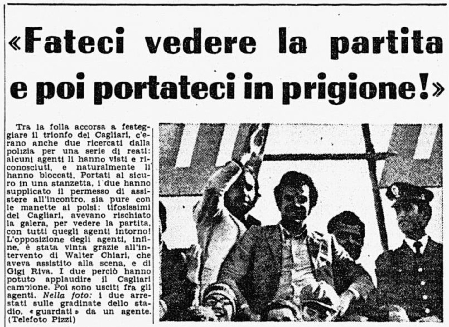 Fanion Cagliari Vintage Années 70 Avec Premier Scudetto - Objet De Collection Rare