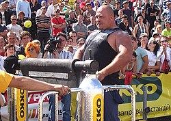 Kostiantyn Ilin competing in strongman