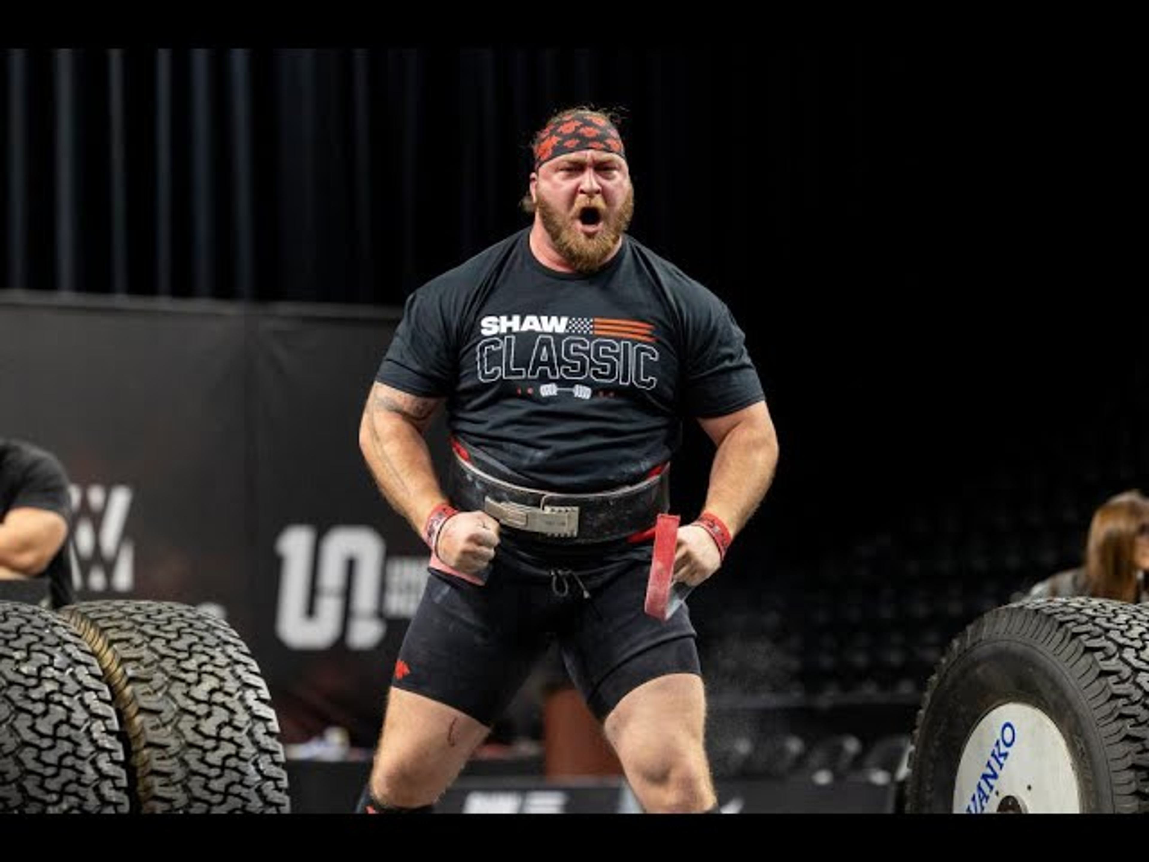 Nick Guardione competing in a strongman event