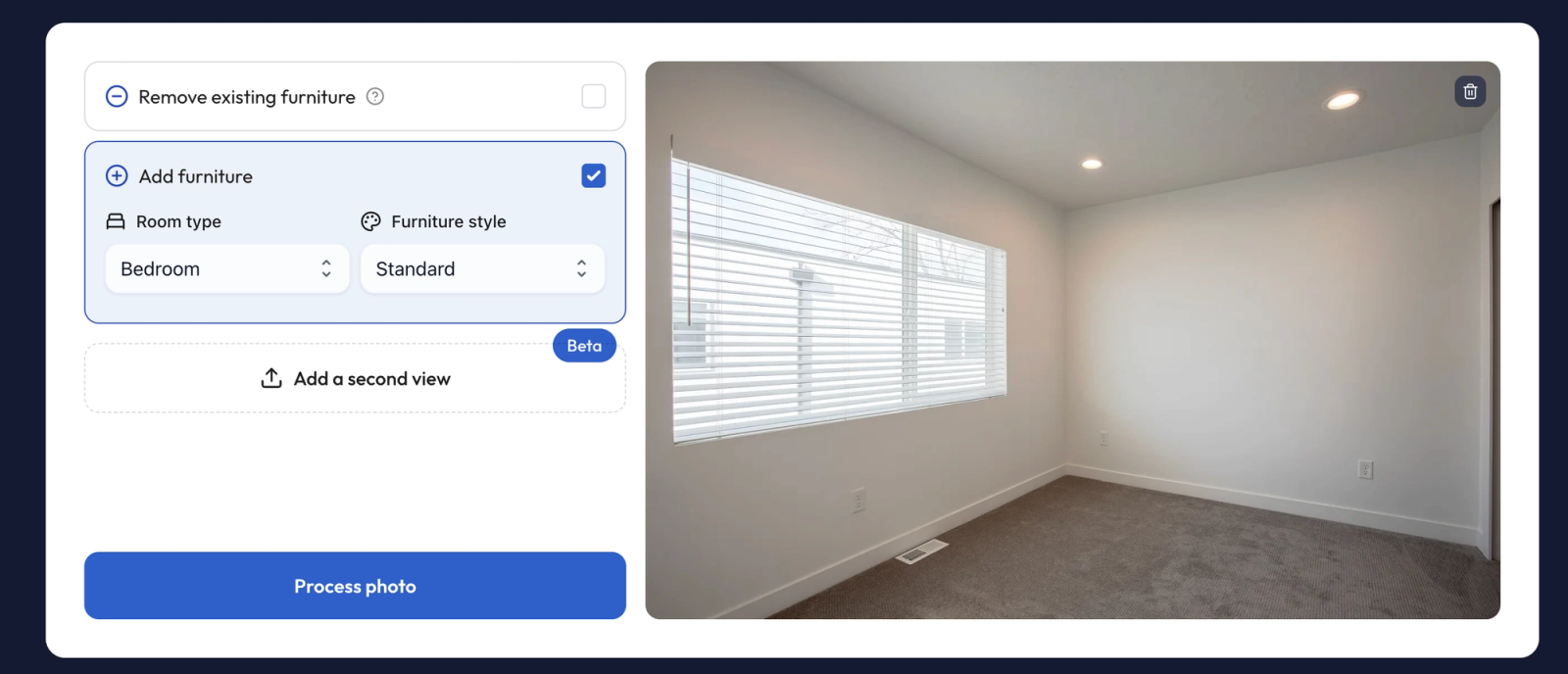 Example of bedroom before AI overlayed