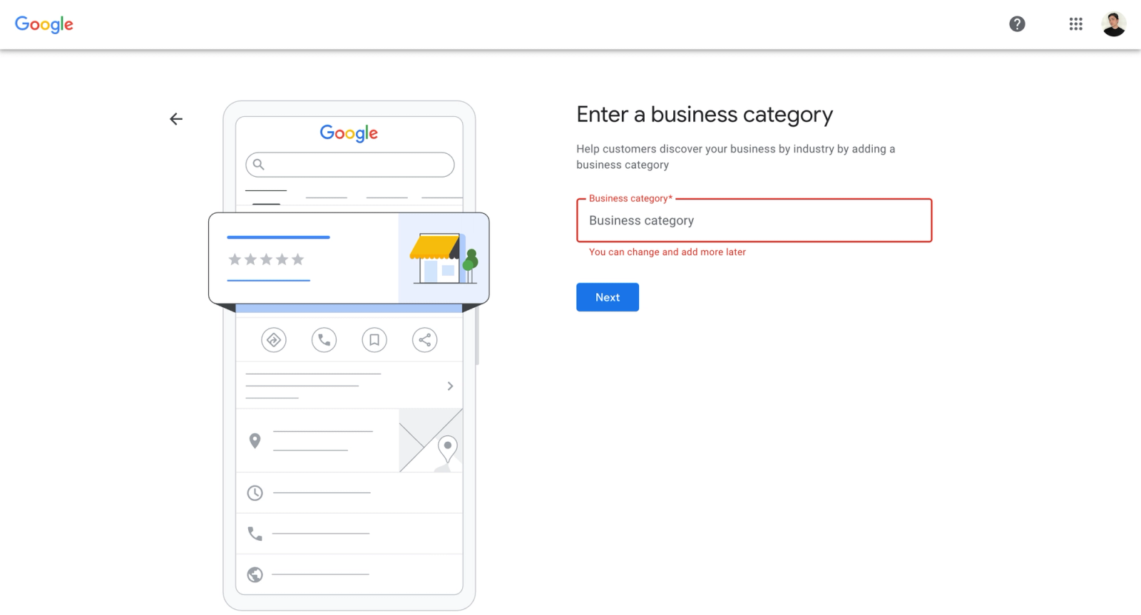 Business Category in Onboarding