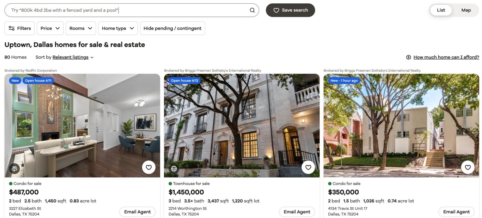 Example of neighborhood MLS page