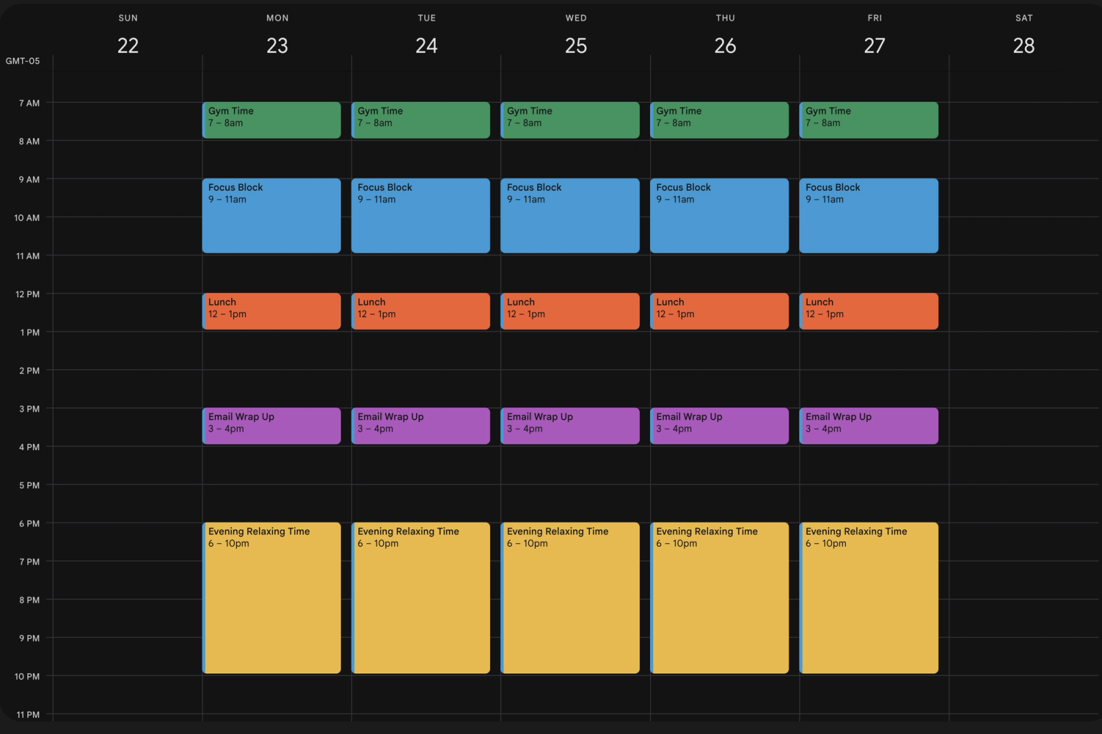 Google calendar breakdown for productivity