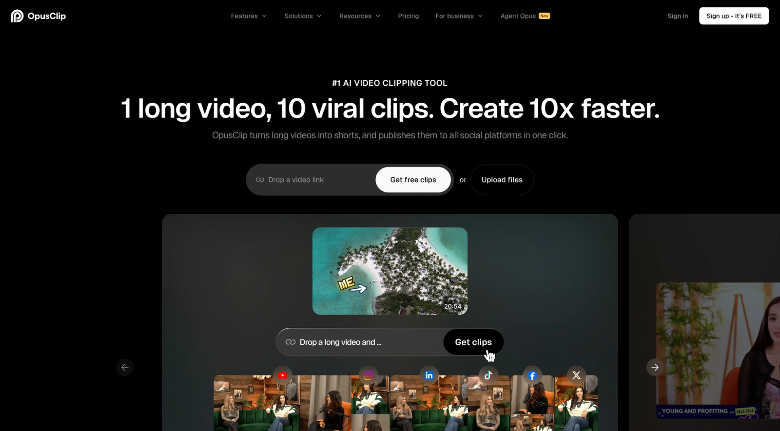 Opus Clip Homepage