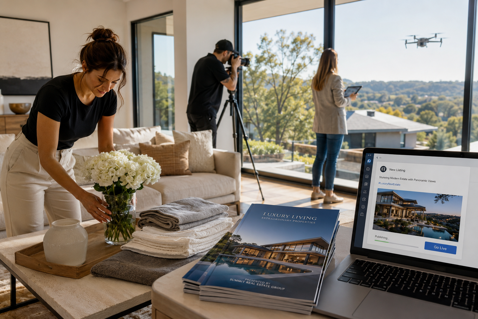 staging, photography, drone