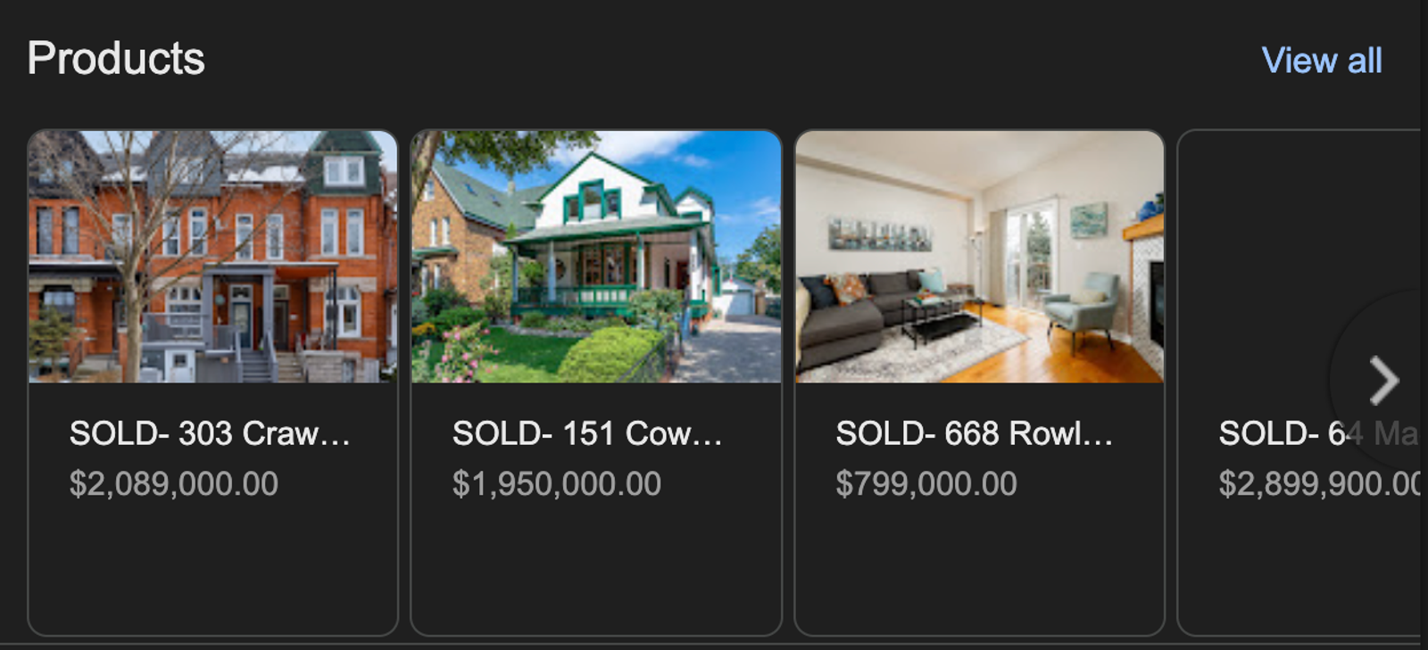Example of GMB Featured Listing Products
