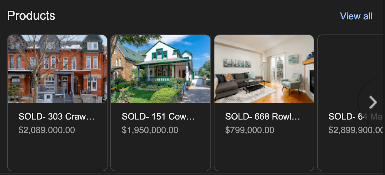 Example of GMB Featured Listing Products