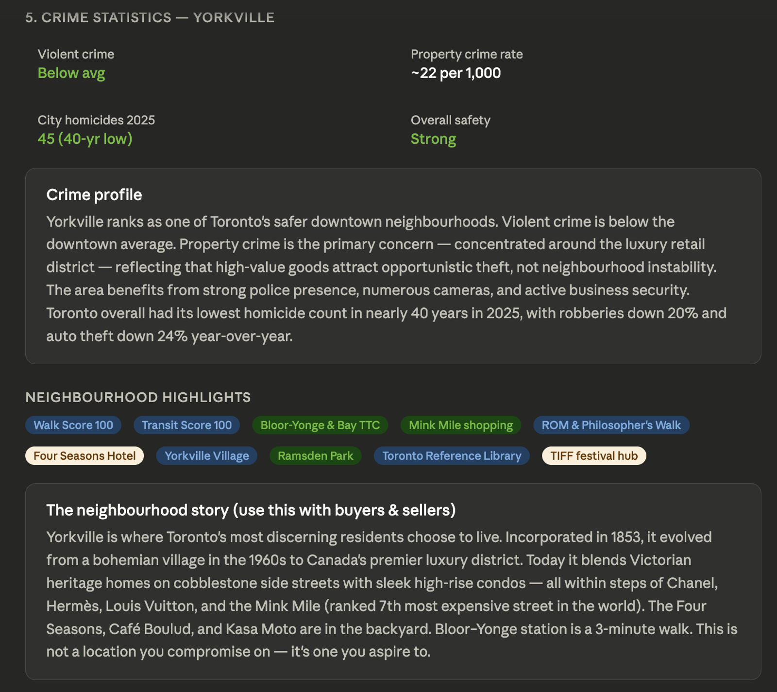 Information about neighborhood and crime statistics