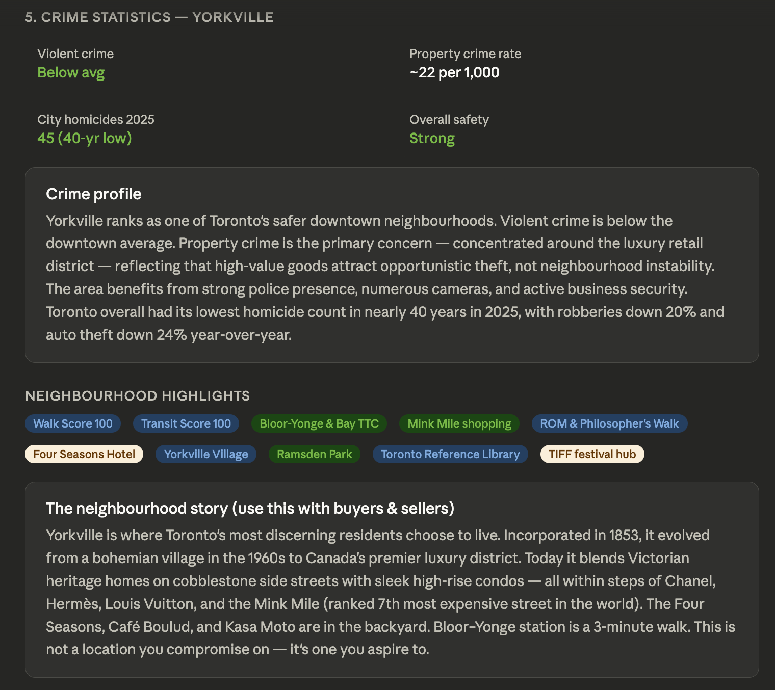 Information about neighborhood and crime statistics