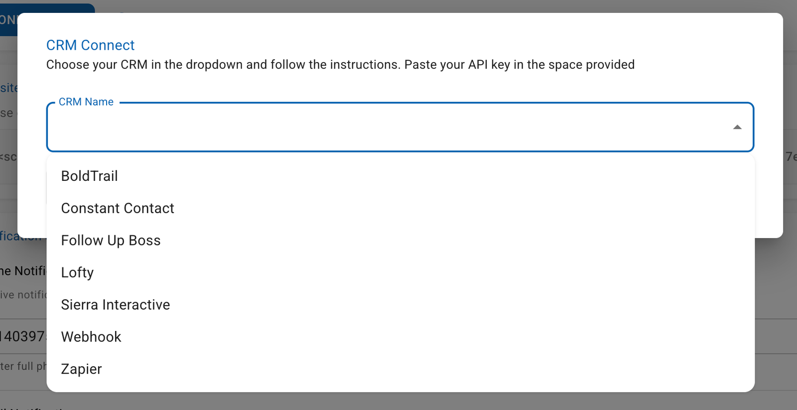 Built in specific CRMs that you can connect