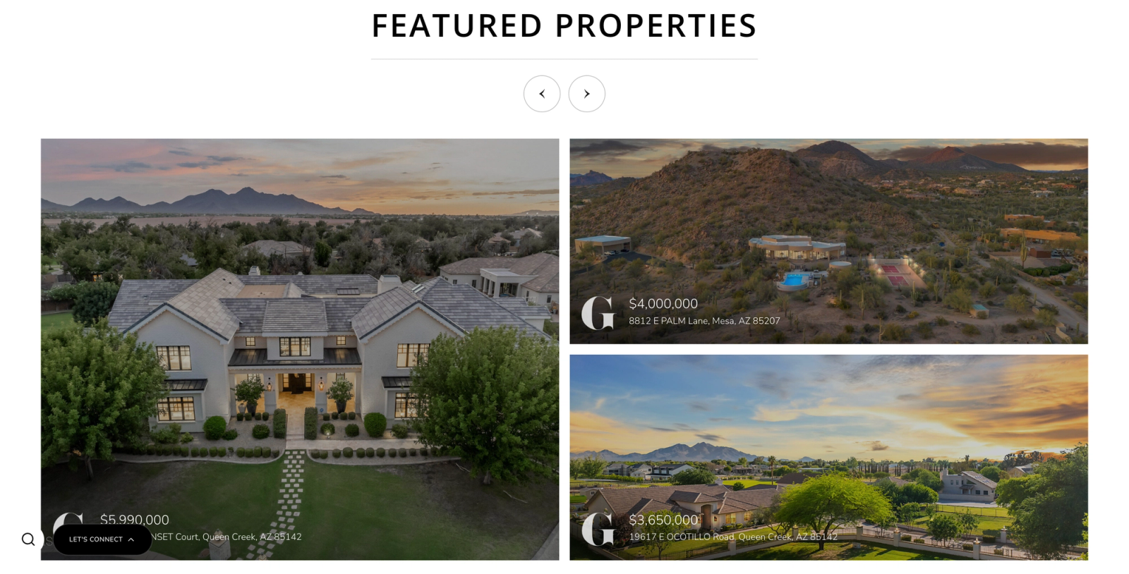 featured listing example on luxury website