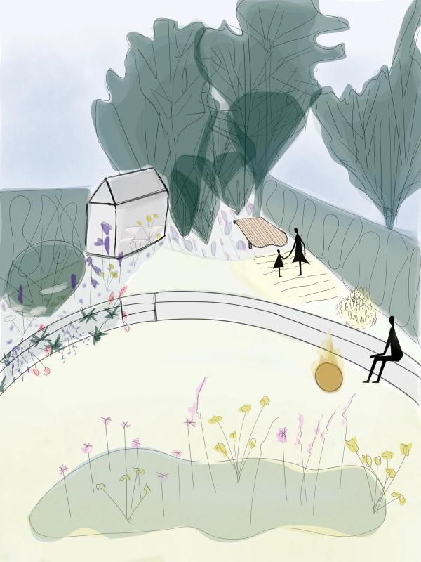 Natuurlijk tuinontwerp voor een smalle stadstuin