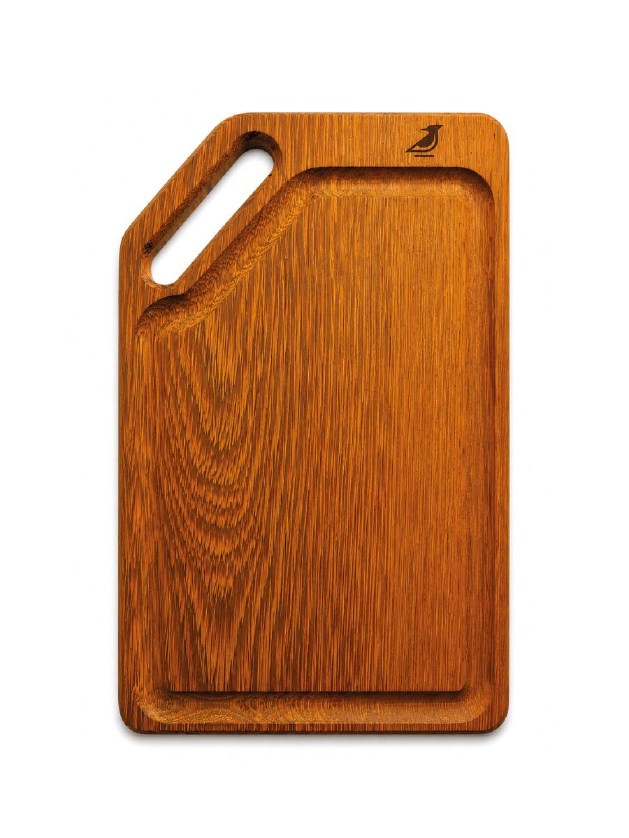 Tabla parrillera Tana en madera huayruro con mango integrado en diagonal
