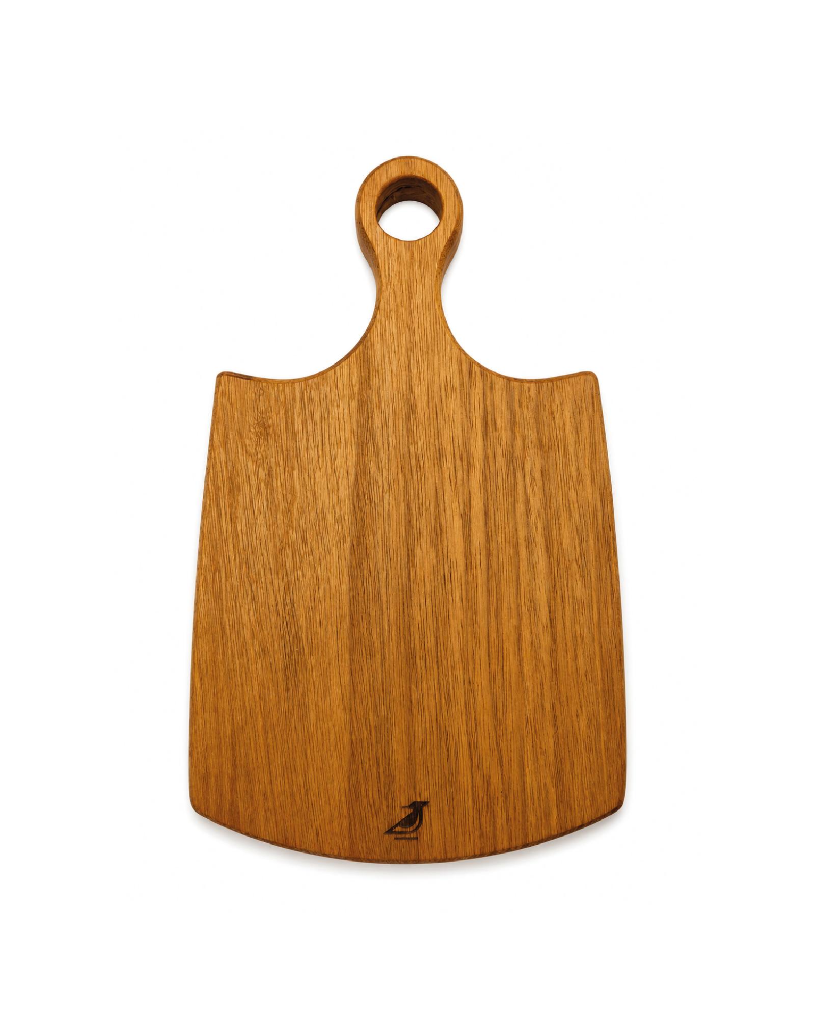 Minitabla para quesos Uma, diseño curvo en madera de cachimbo con grabado personalizado