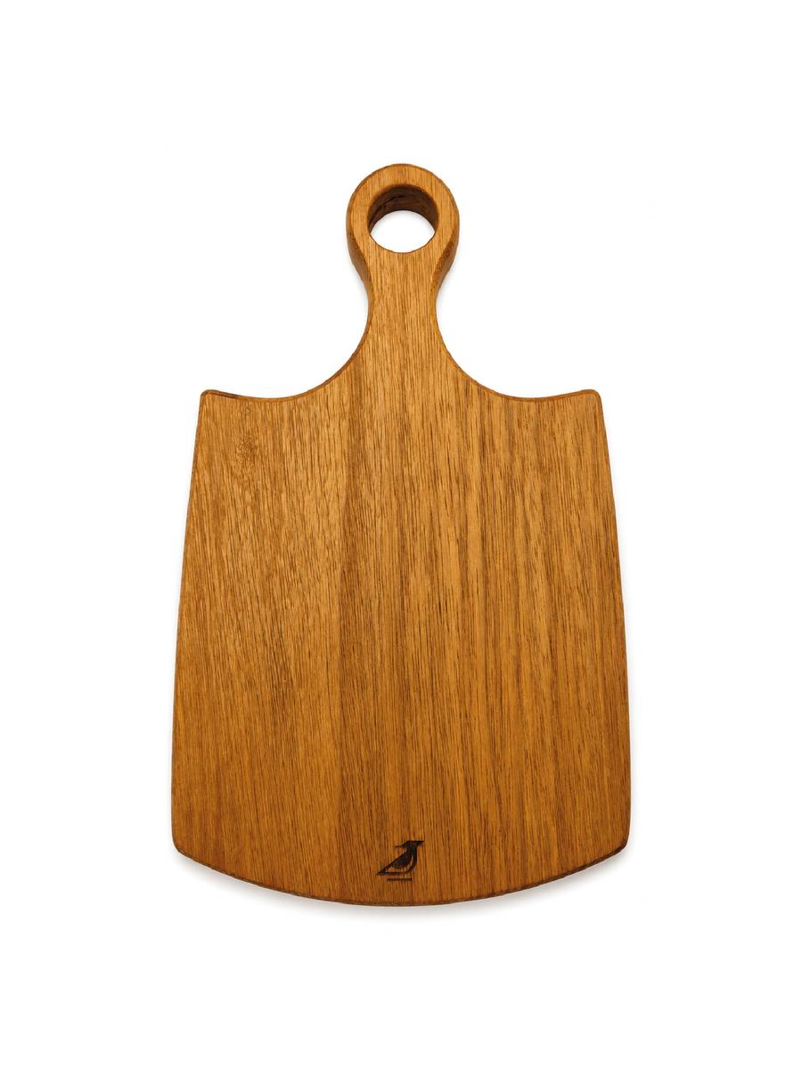 Minitabla para quesos Uma, diseño curvo en madera de cachimbo con grabado personalizado