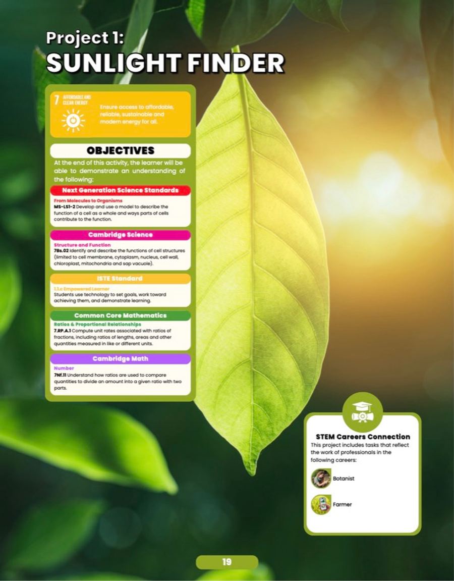 «Sunlight Finder»، درس نموذجي، الصفحة 1