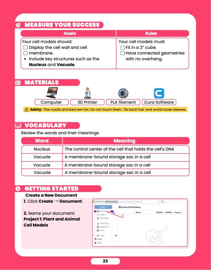 Cell Models, sample lesson page 3