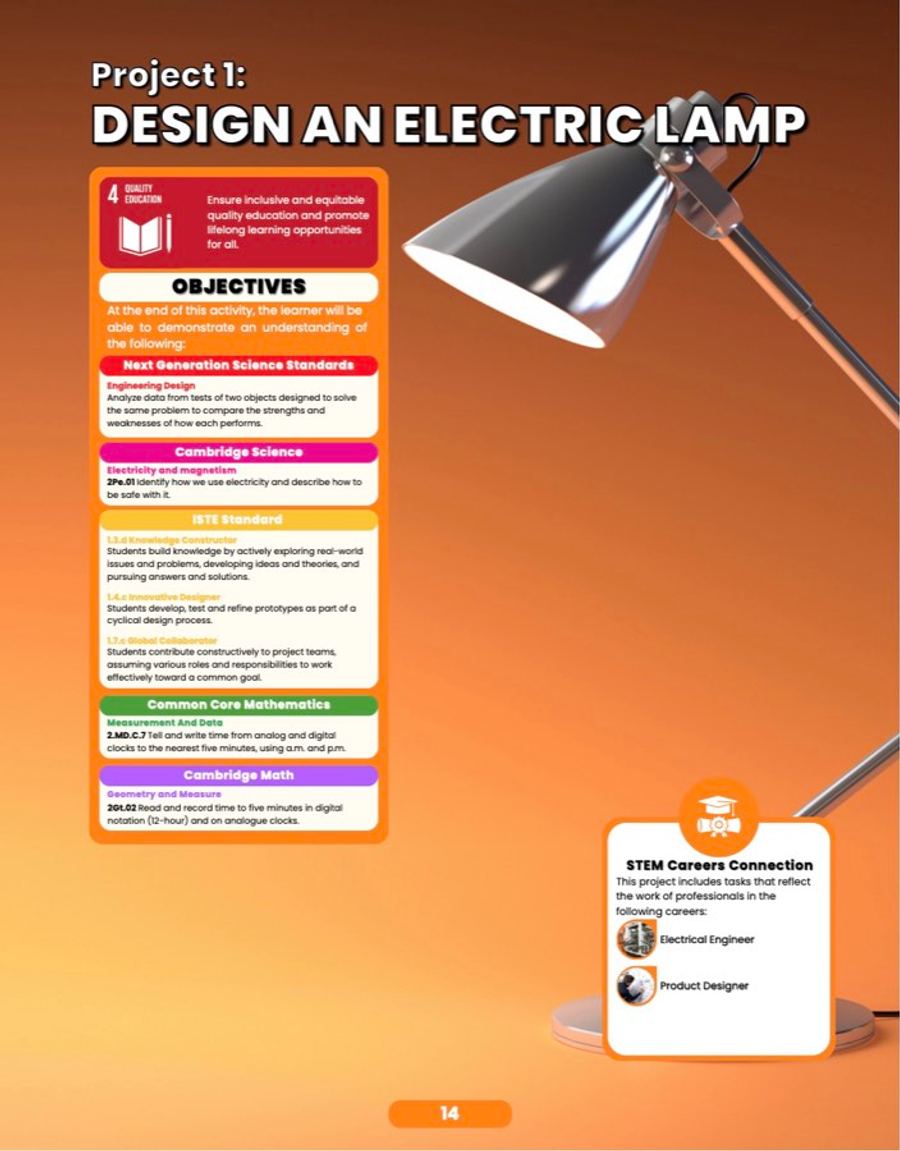 Design an Electric Lamp, sample lesson page 1