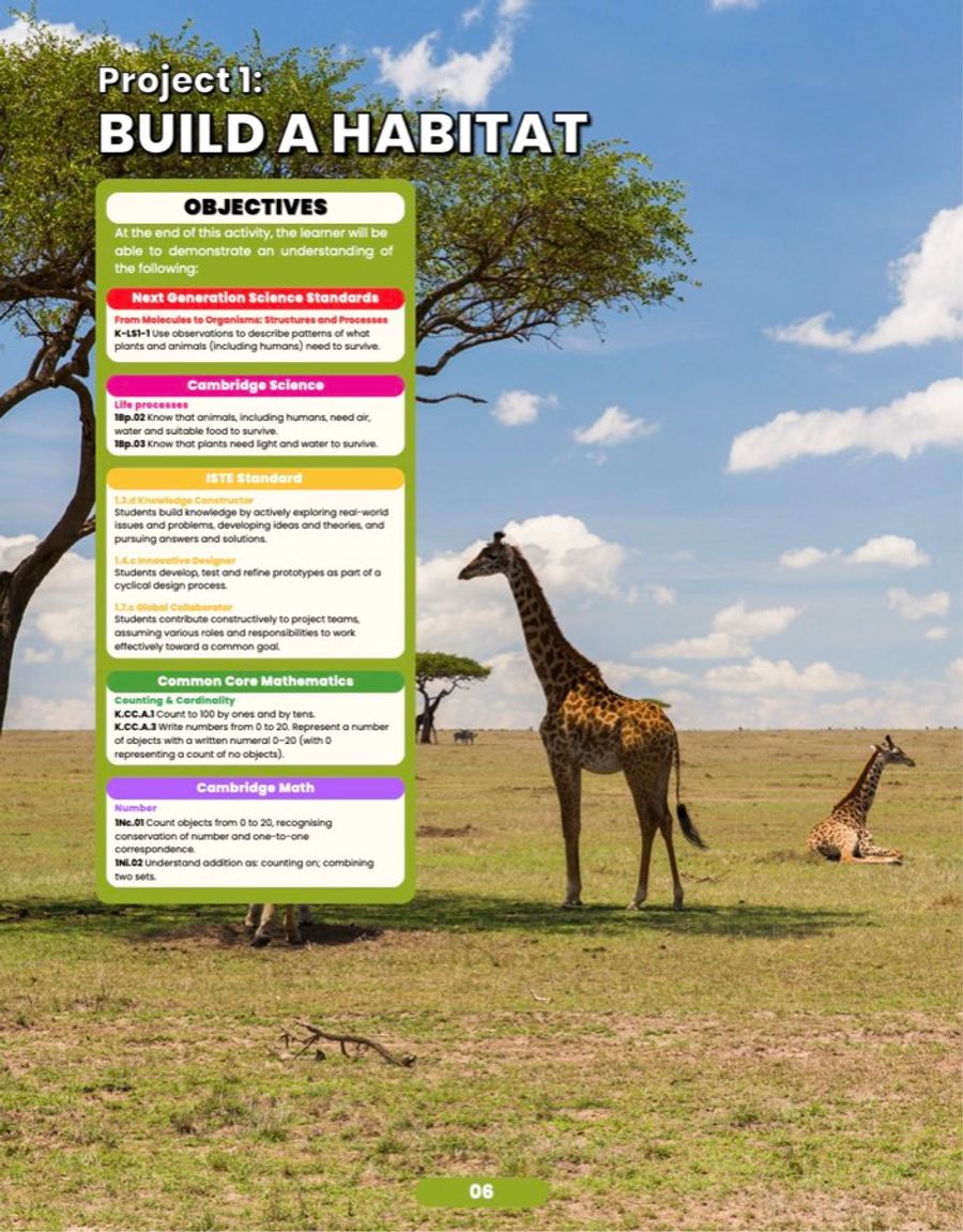 Build a Habitat, sample lesson page 1