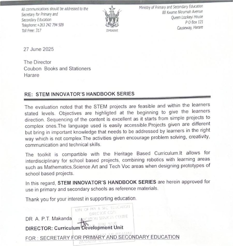 Ministère de l'Éducation primaire et secondaire du Zimbabwe : agrément ministériel, 2025
