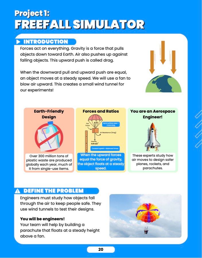 Freefall Simulator, sample lesson page 2