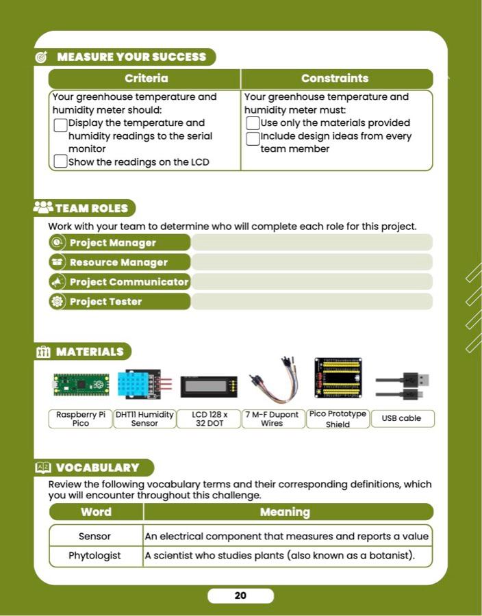 Botanical Sensor, sample lesson page 3