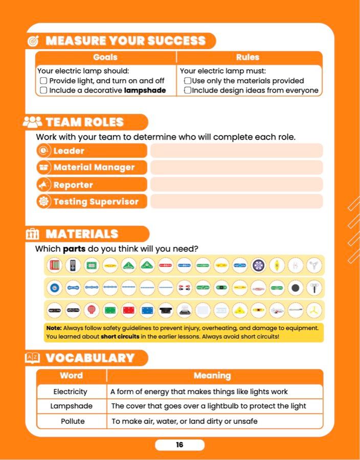 Design an Electric Lamp, sample lesson page 3