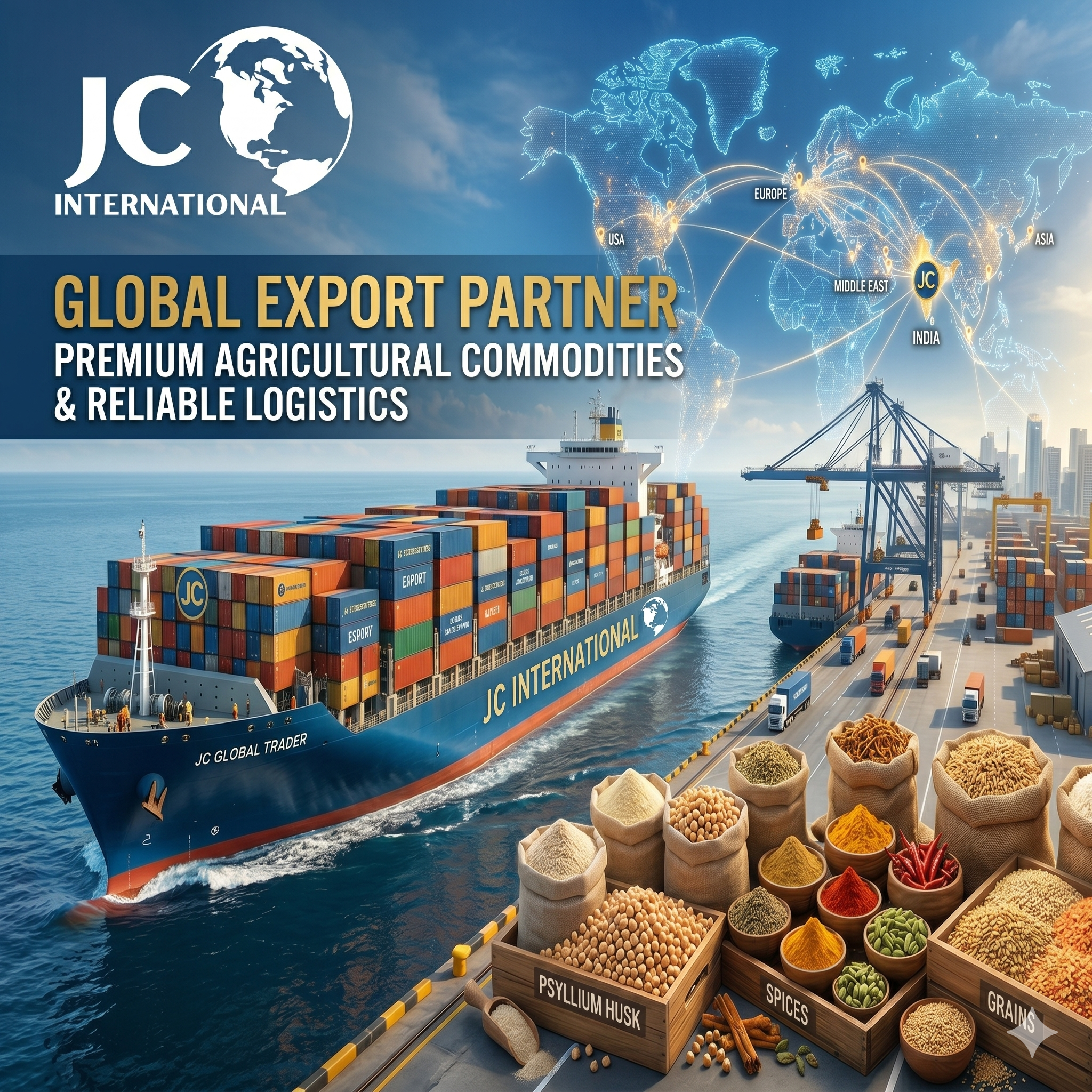 JC International exporting premium agricultural commodities from India to international markets