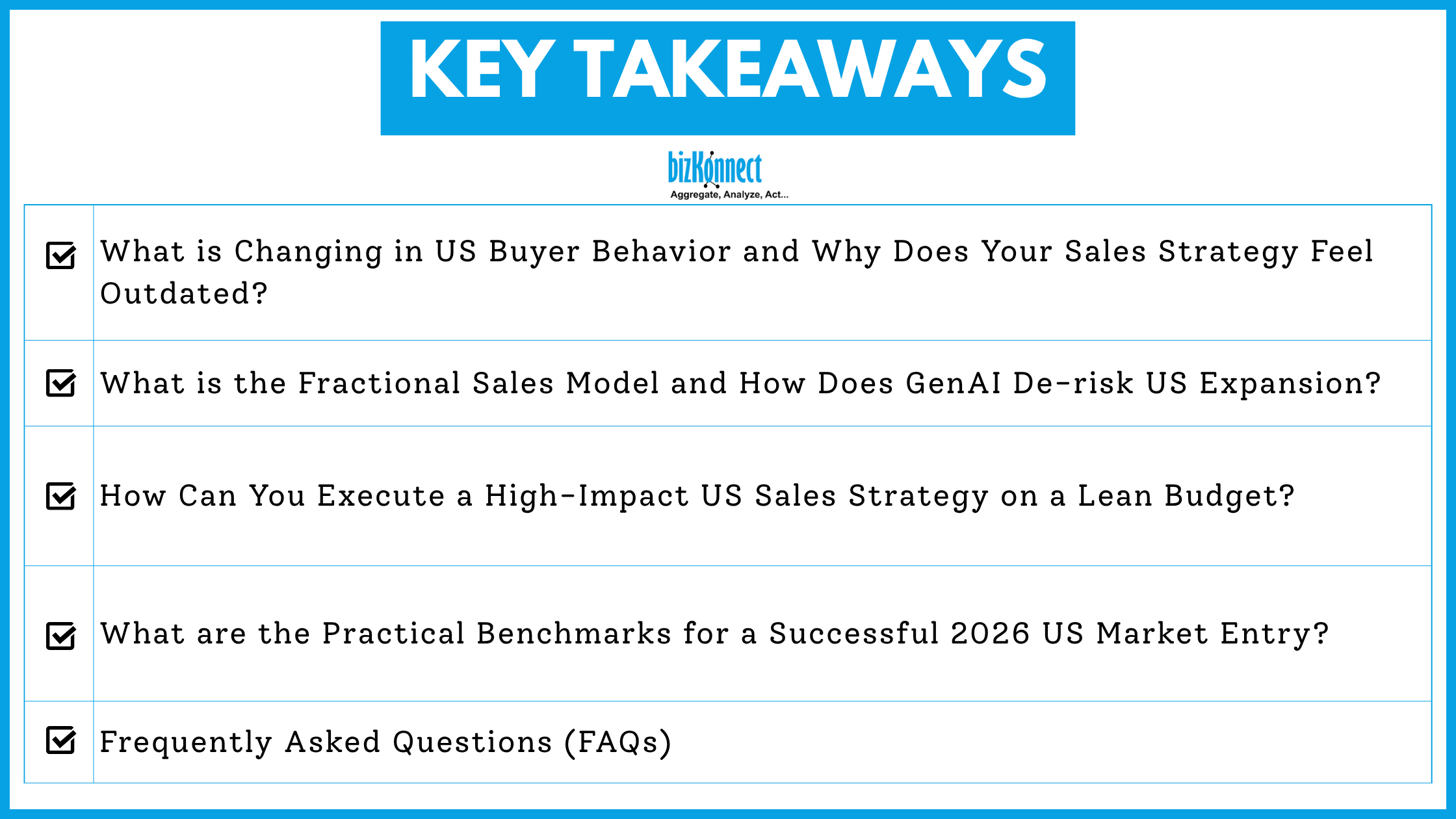 US sales strategy key takeaway