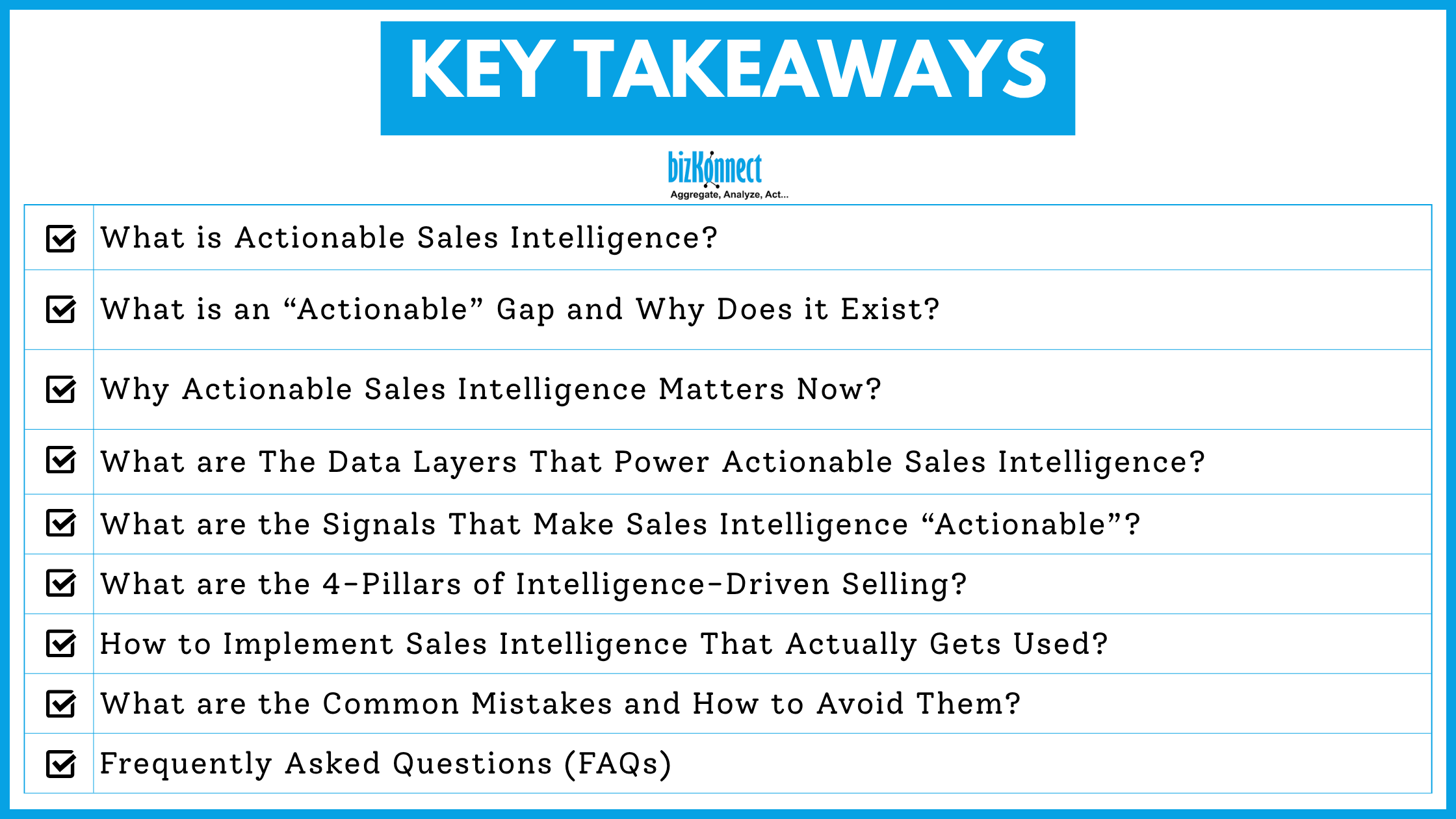 Actionable SI Key Takeaways