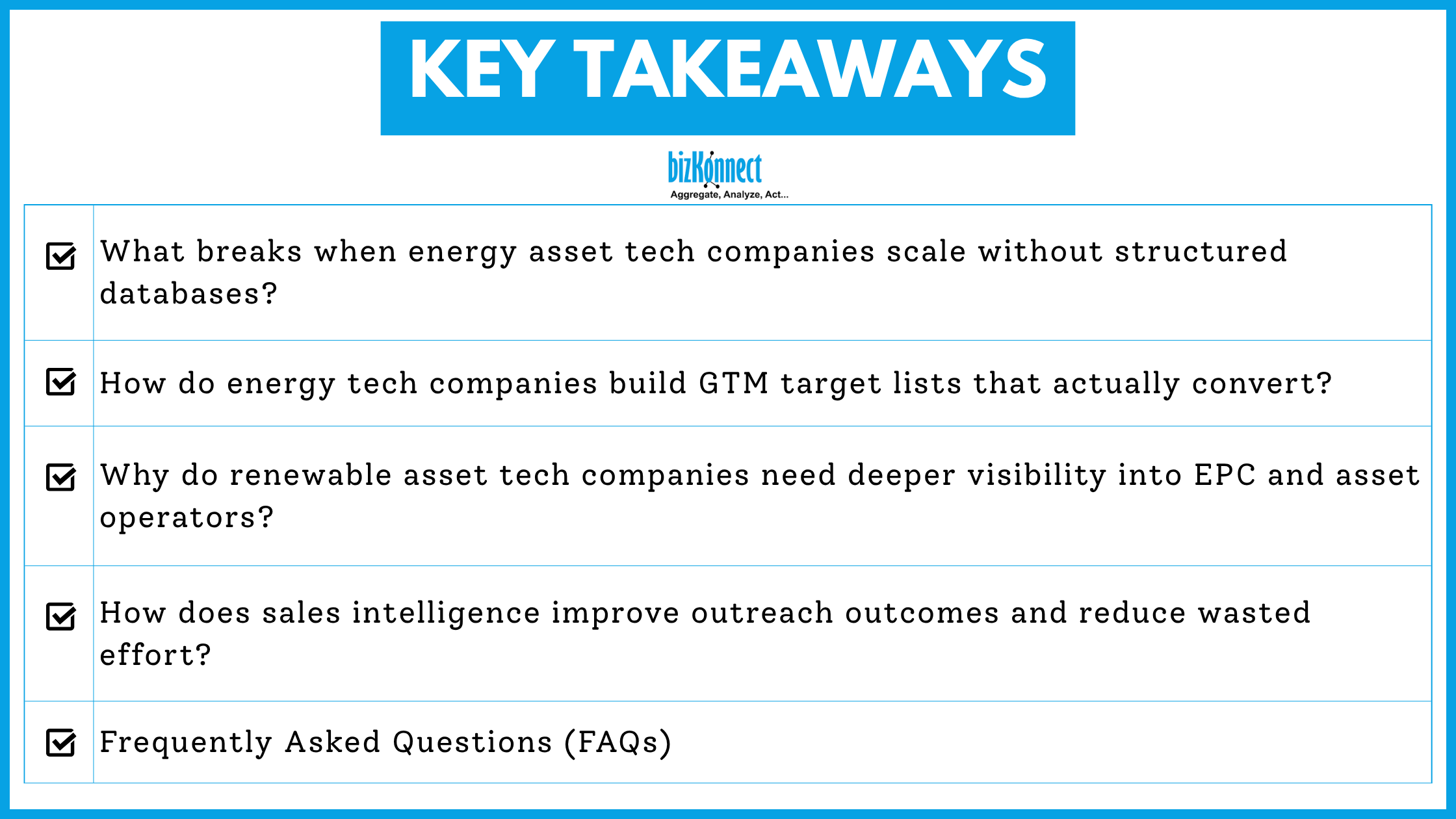 Energy tech key takeaways list
