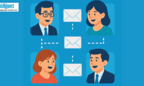 Illustration of business email communication flow