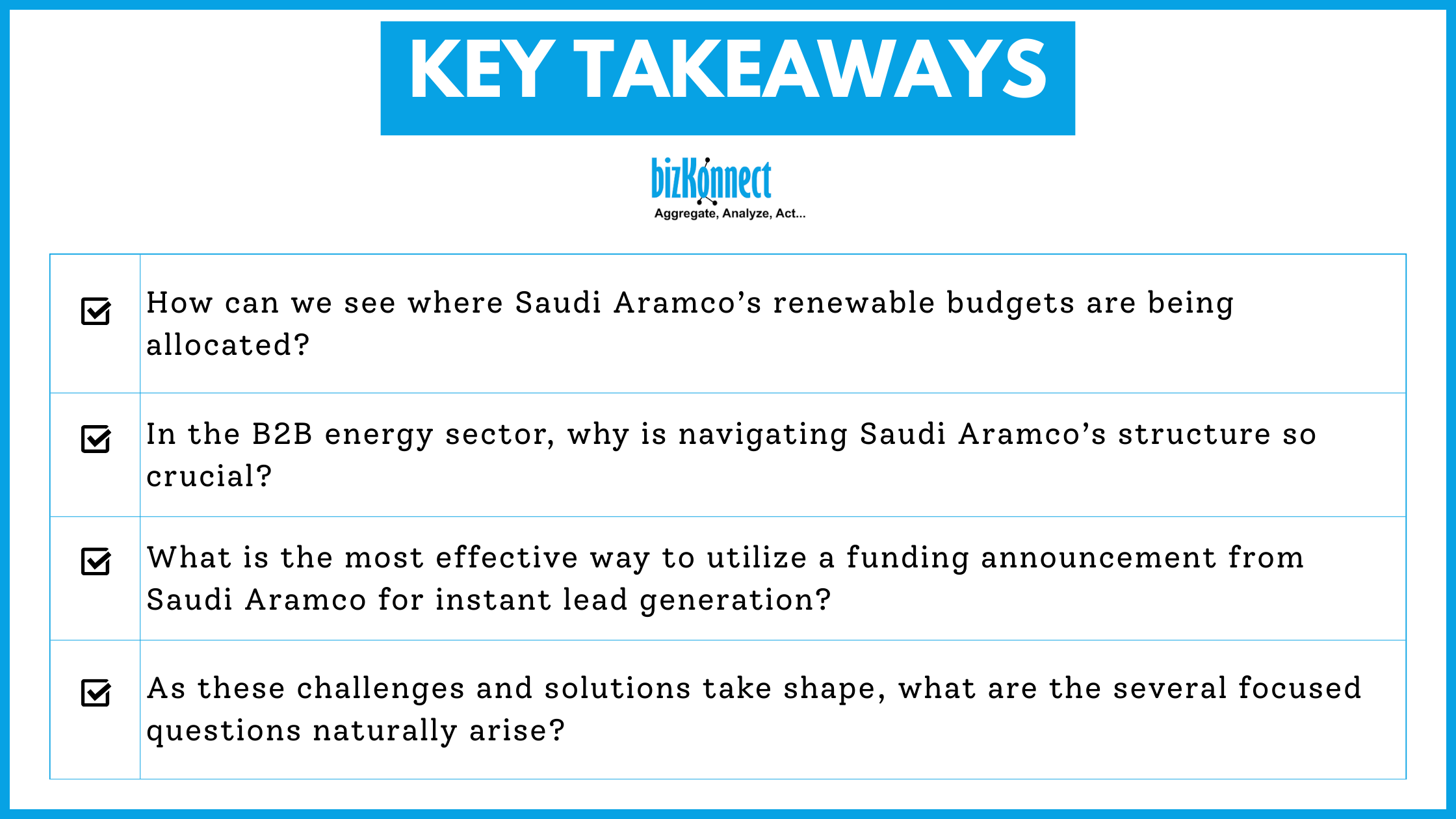 Energy key takeaways list