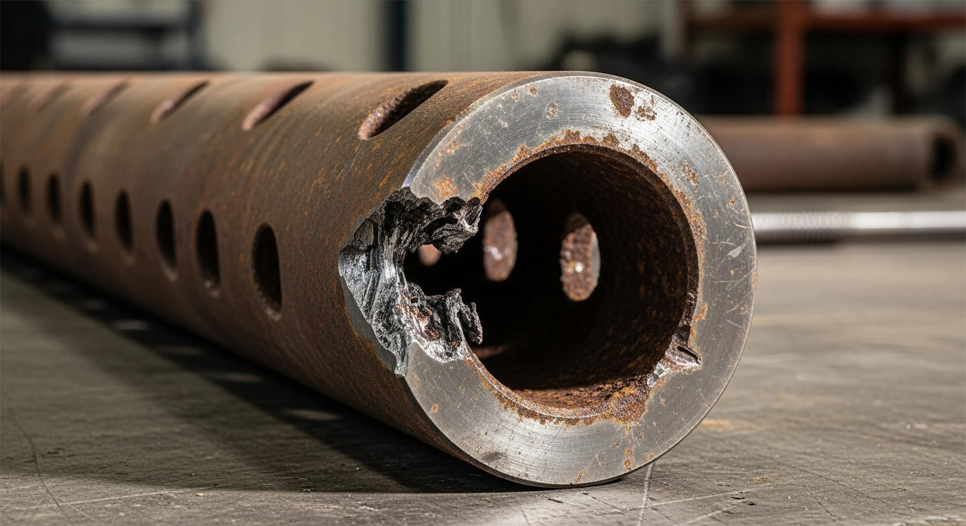 Editorial photograph for article on spot tubing holes leaks rod pump
