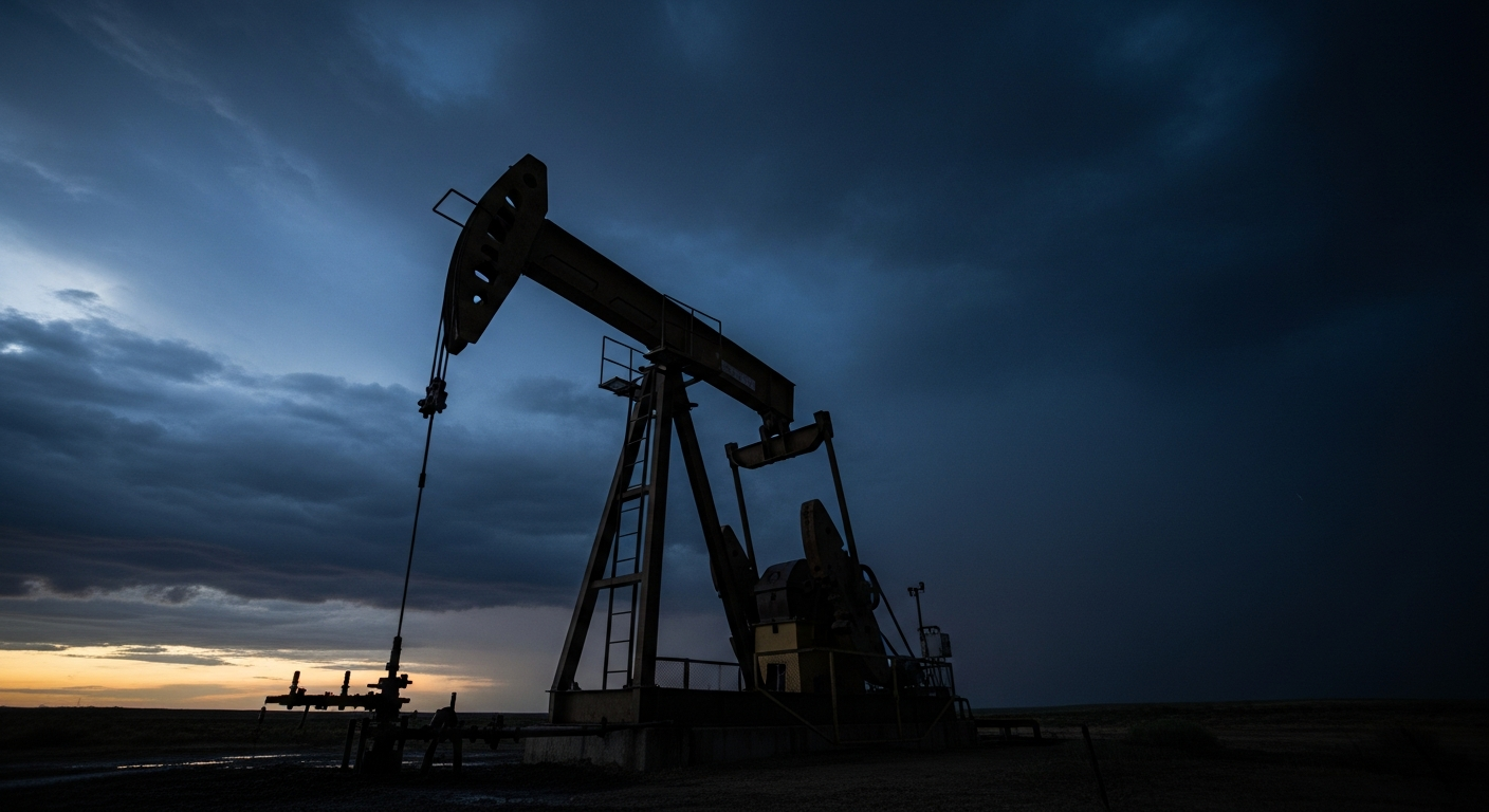 Pump jack at twilight - Fluid pound