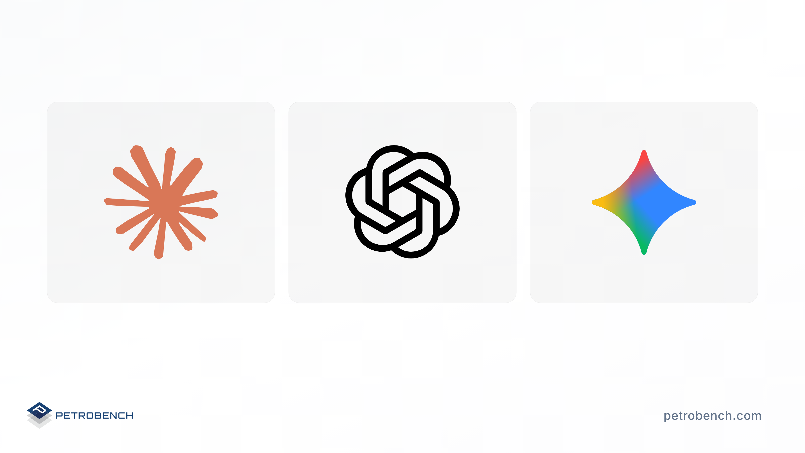 Claude, ChatGPT and Gemini logos on a light card