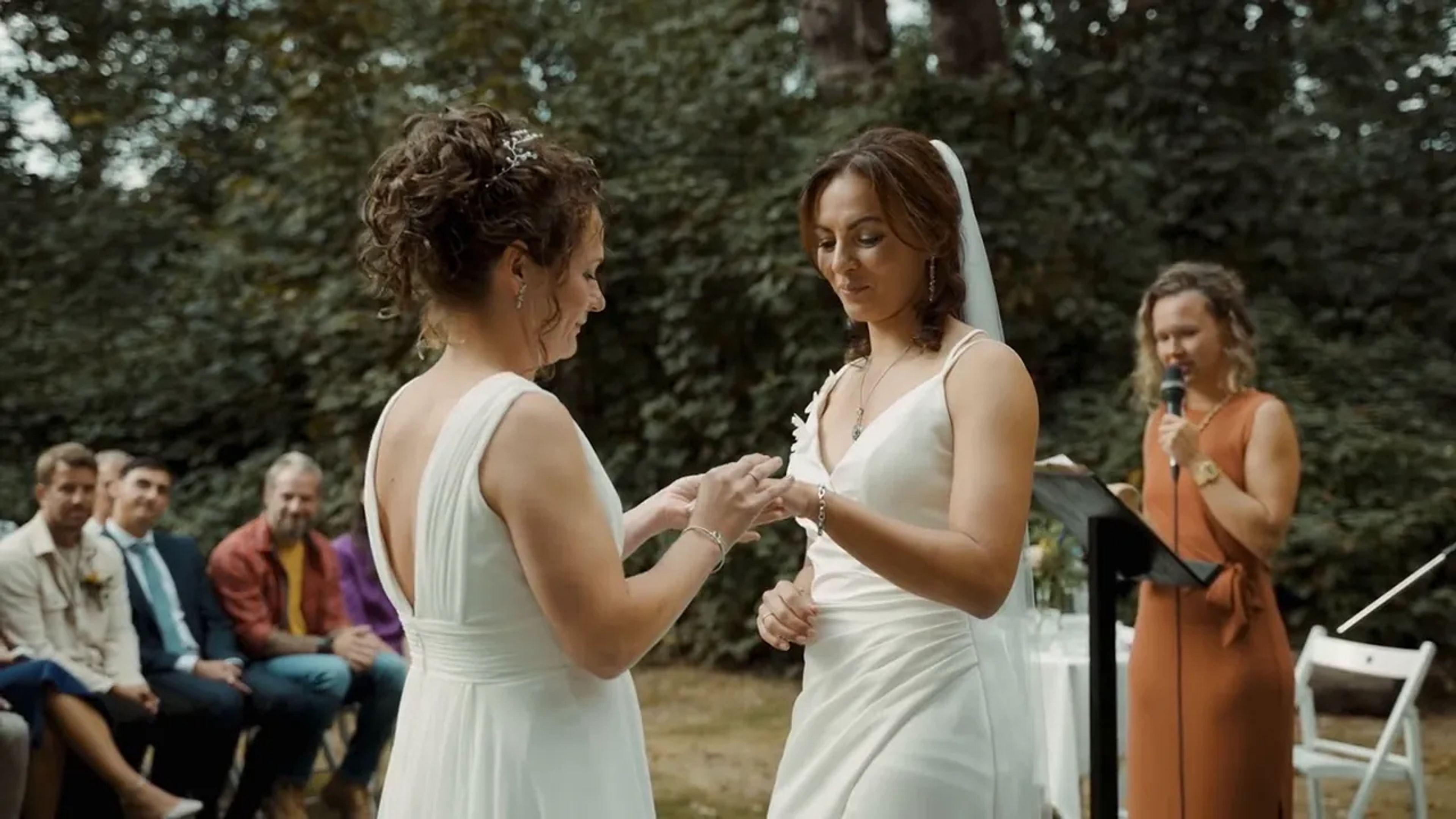 Drone footage of a wedding ceremony