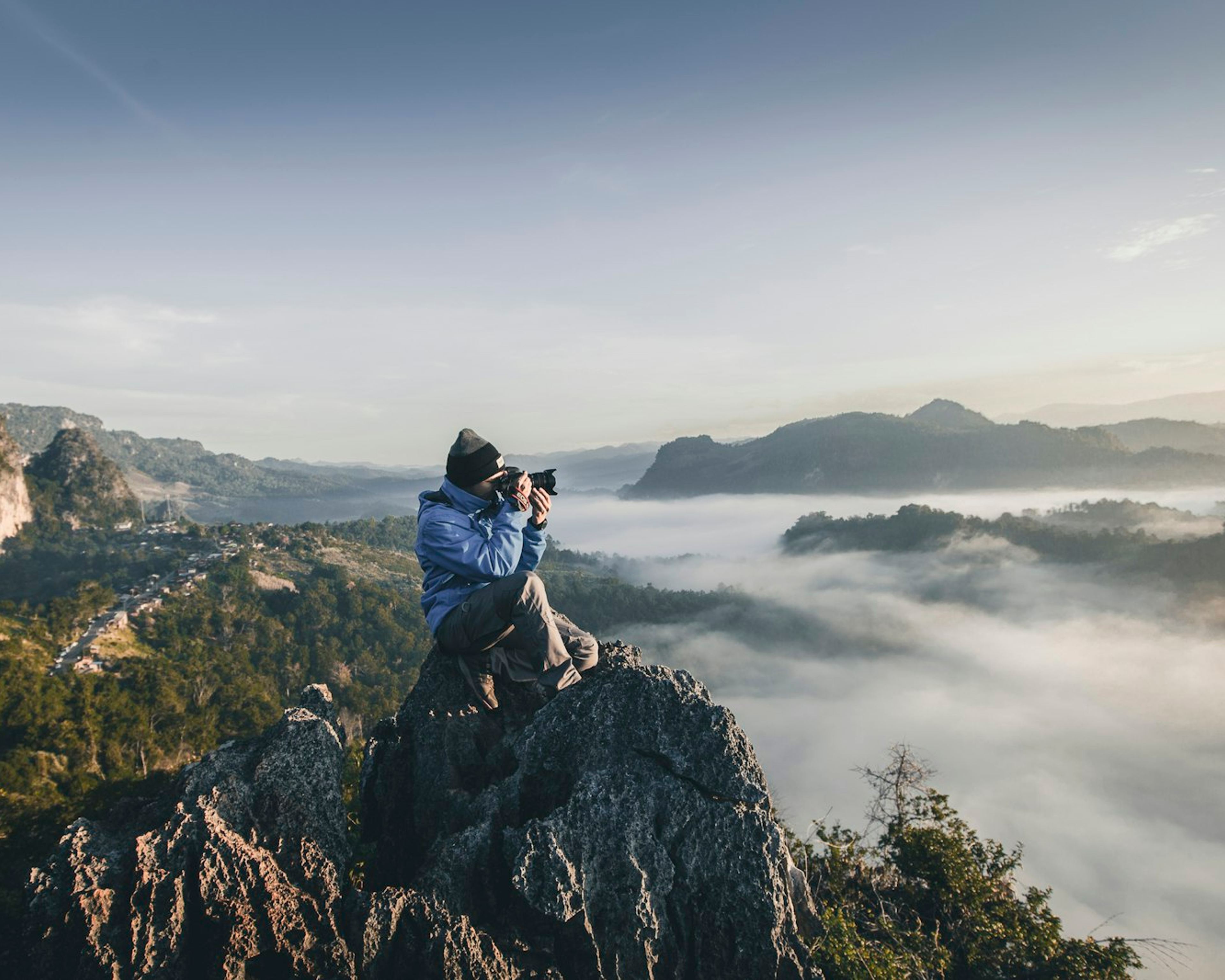Videographer at work with a camera