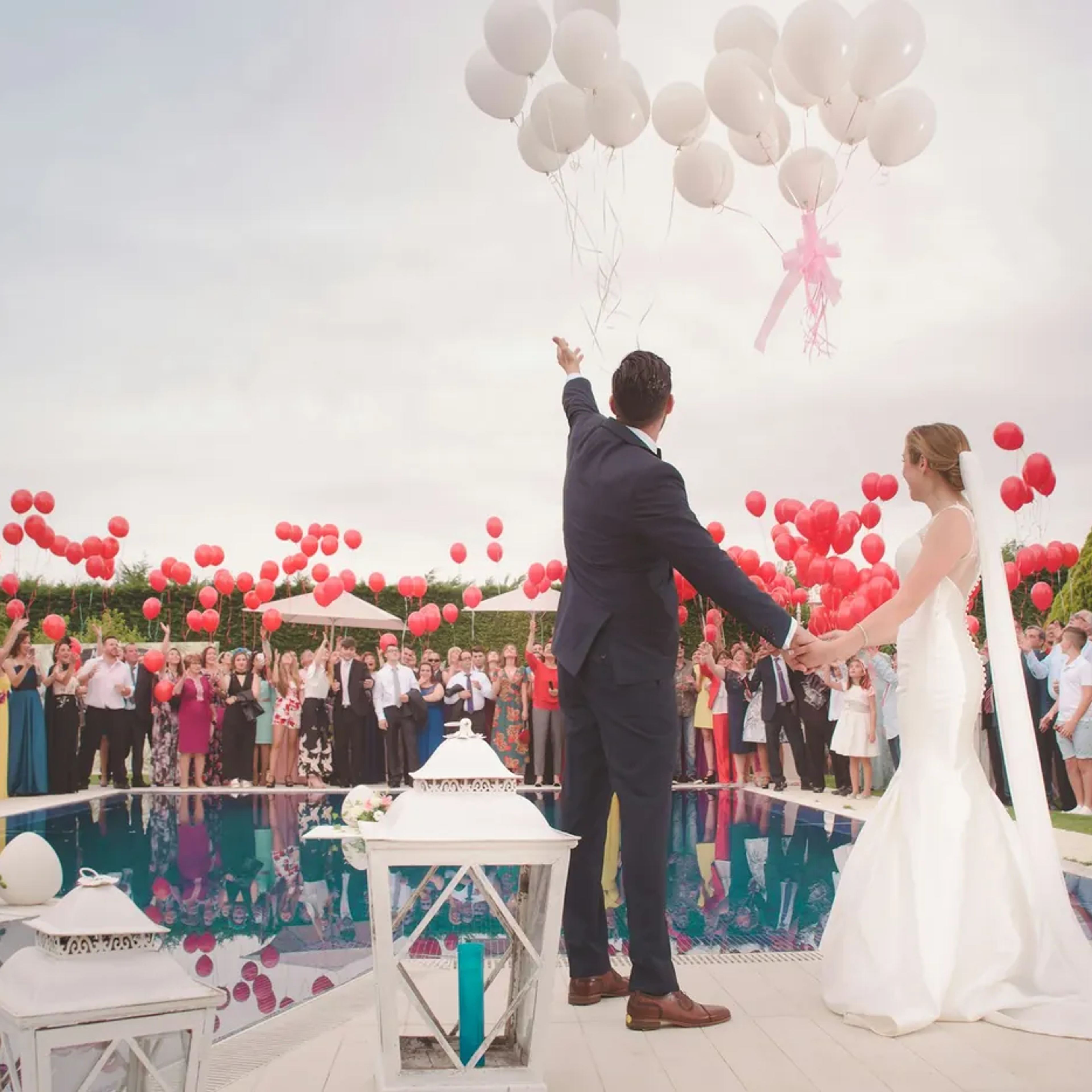 Couple with all their guests