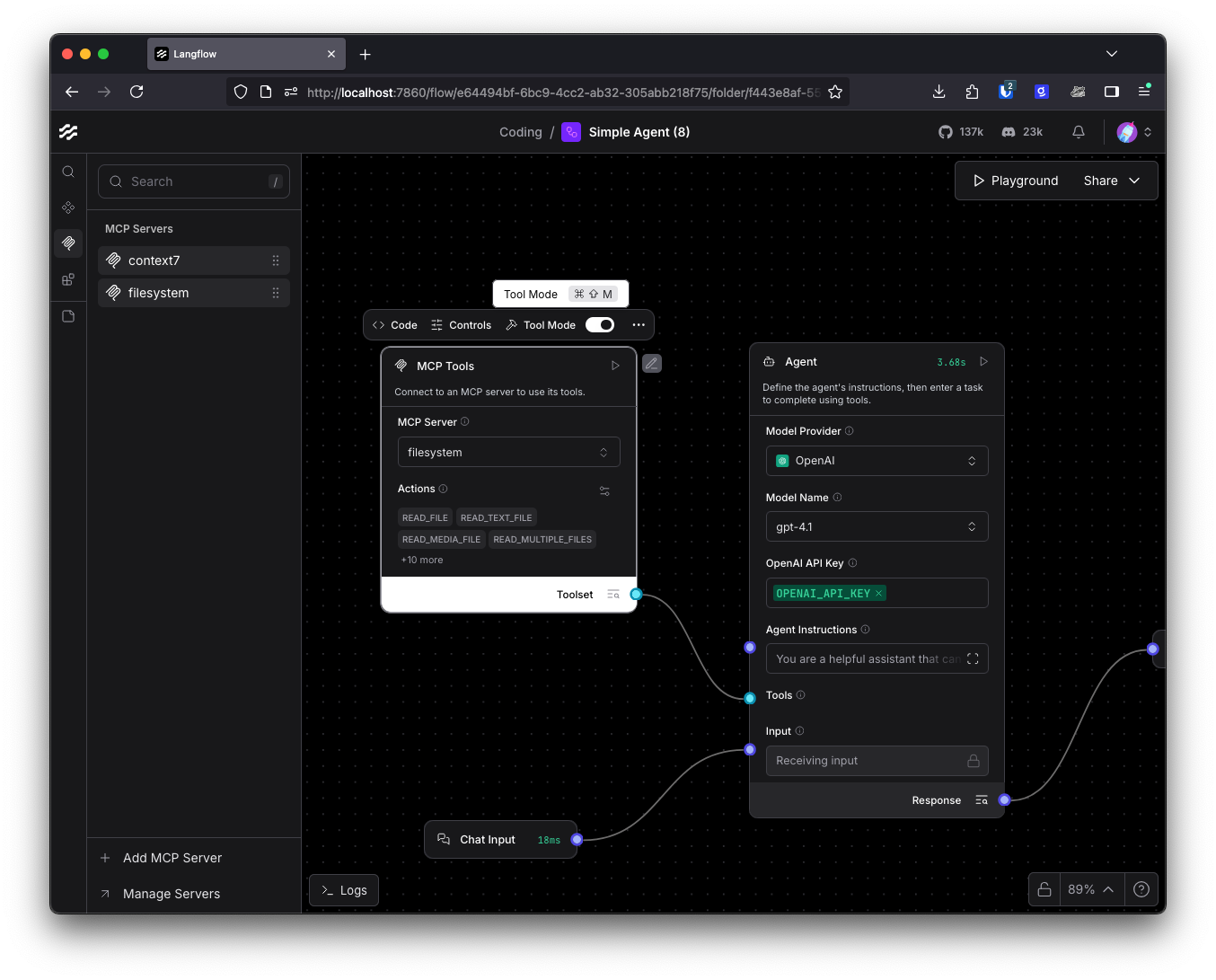 Turn on tool mode by selecting the component and then checking the Tool Mode switch.