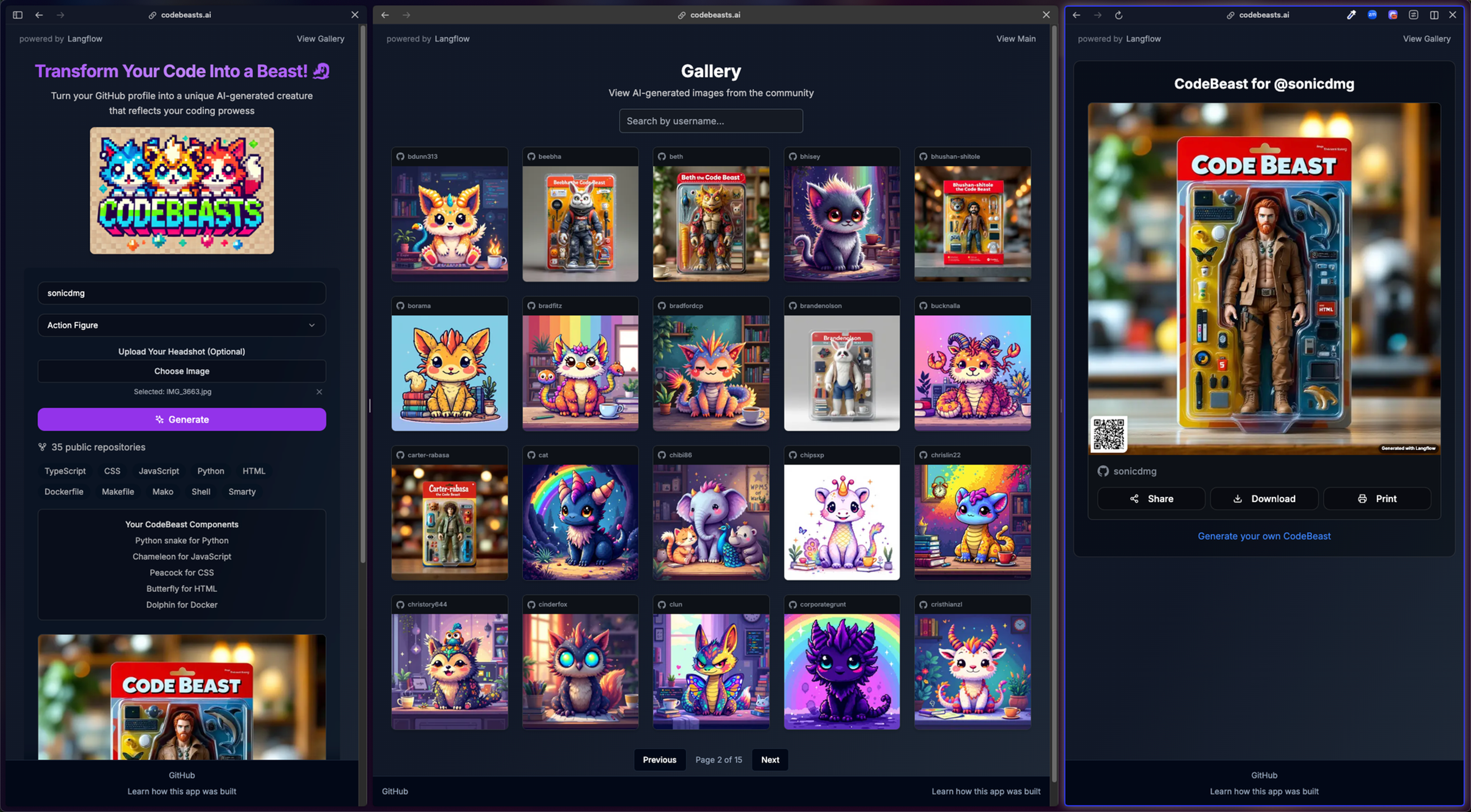 Generate Personalized Action Figures and Mythical Creatures using next.js and AI with Langflow