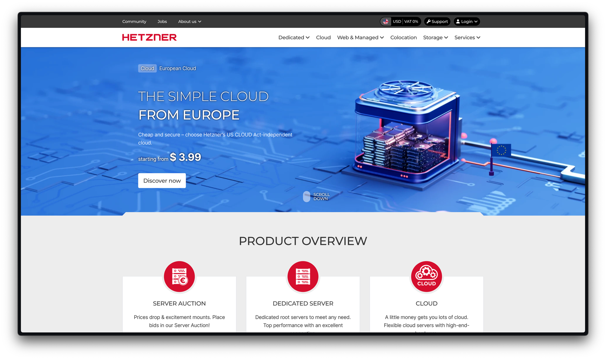 Hetzner.com's home page