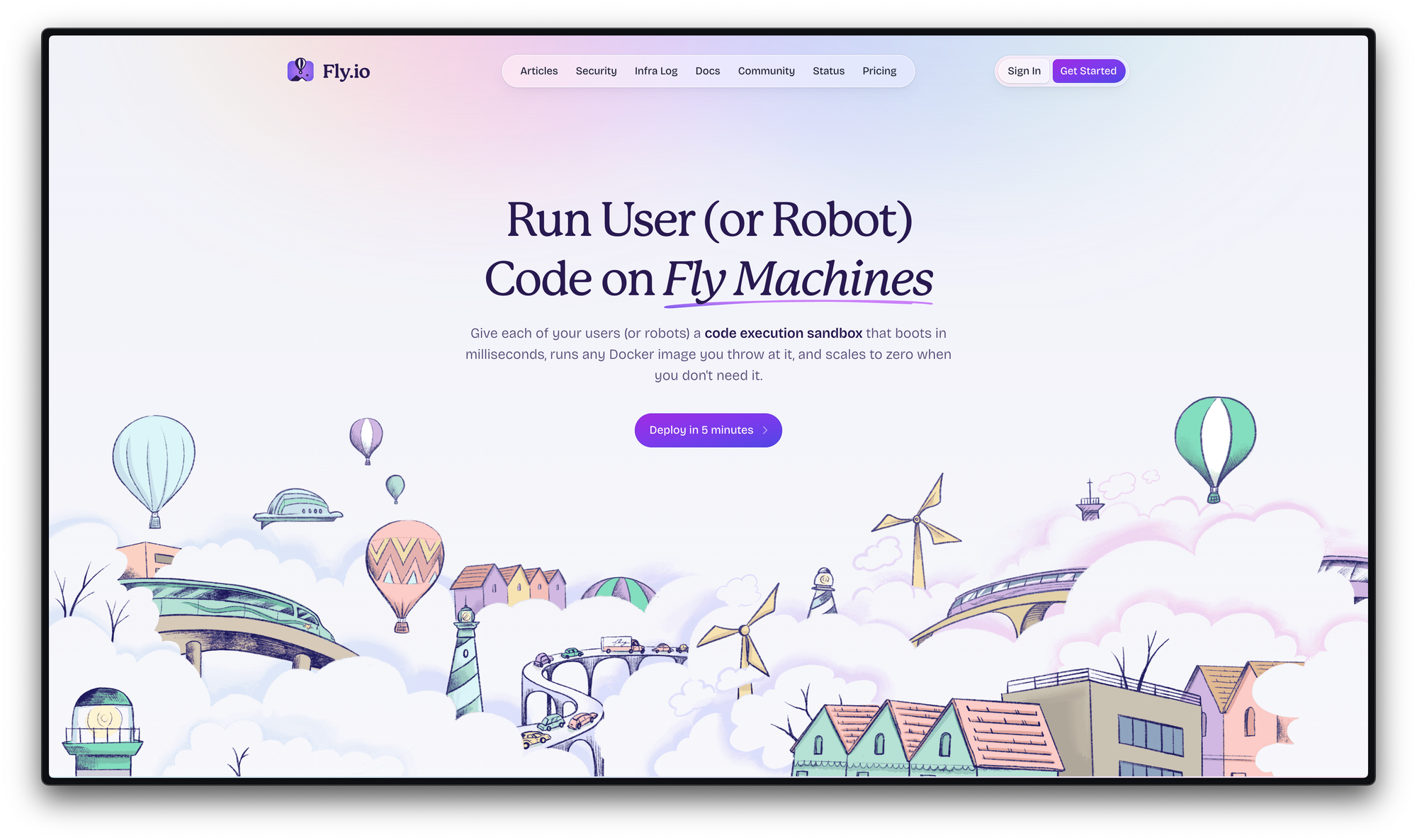Fly.io's home page