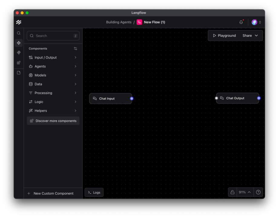 The first components you need are the chat input on the left and the chat output on the right.
