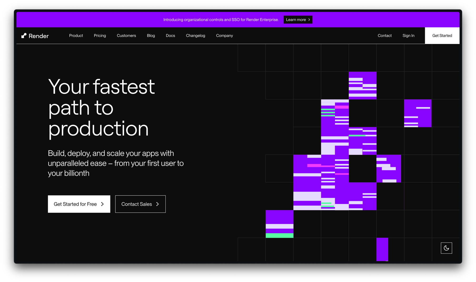 Render.com's home page