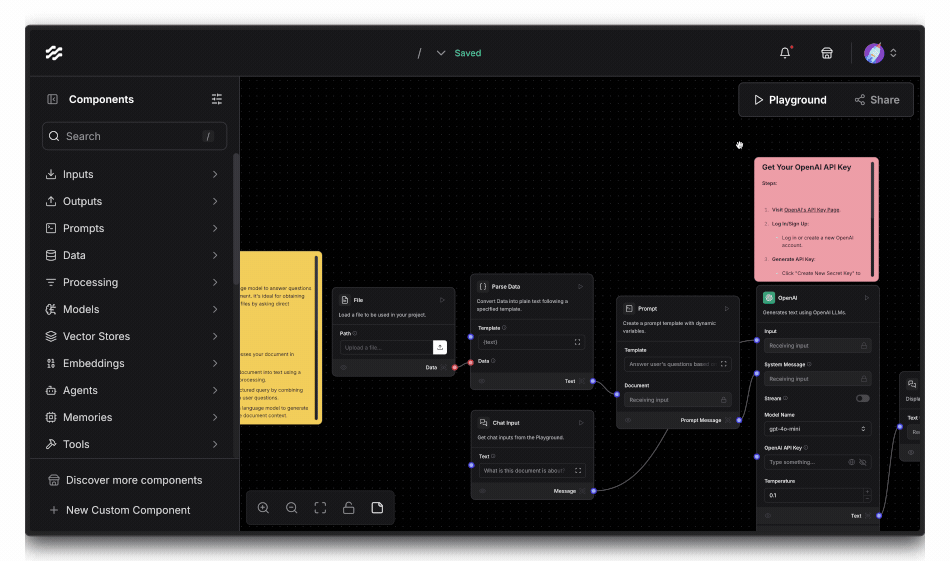 a gif of the Langflow playground feature