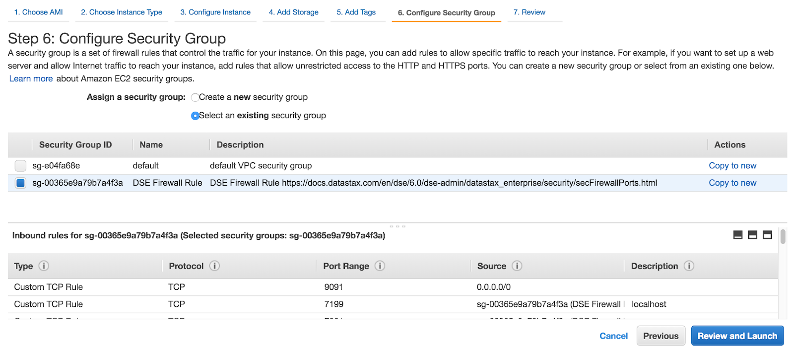 Configure Security Group