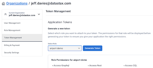 Screenshot showing how to generate a token