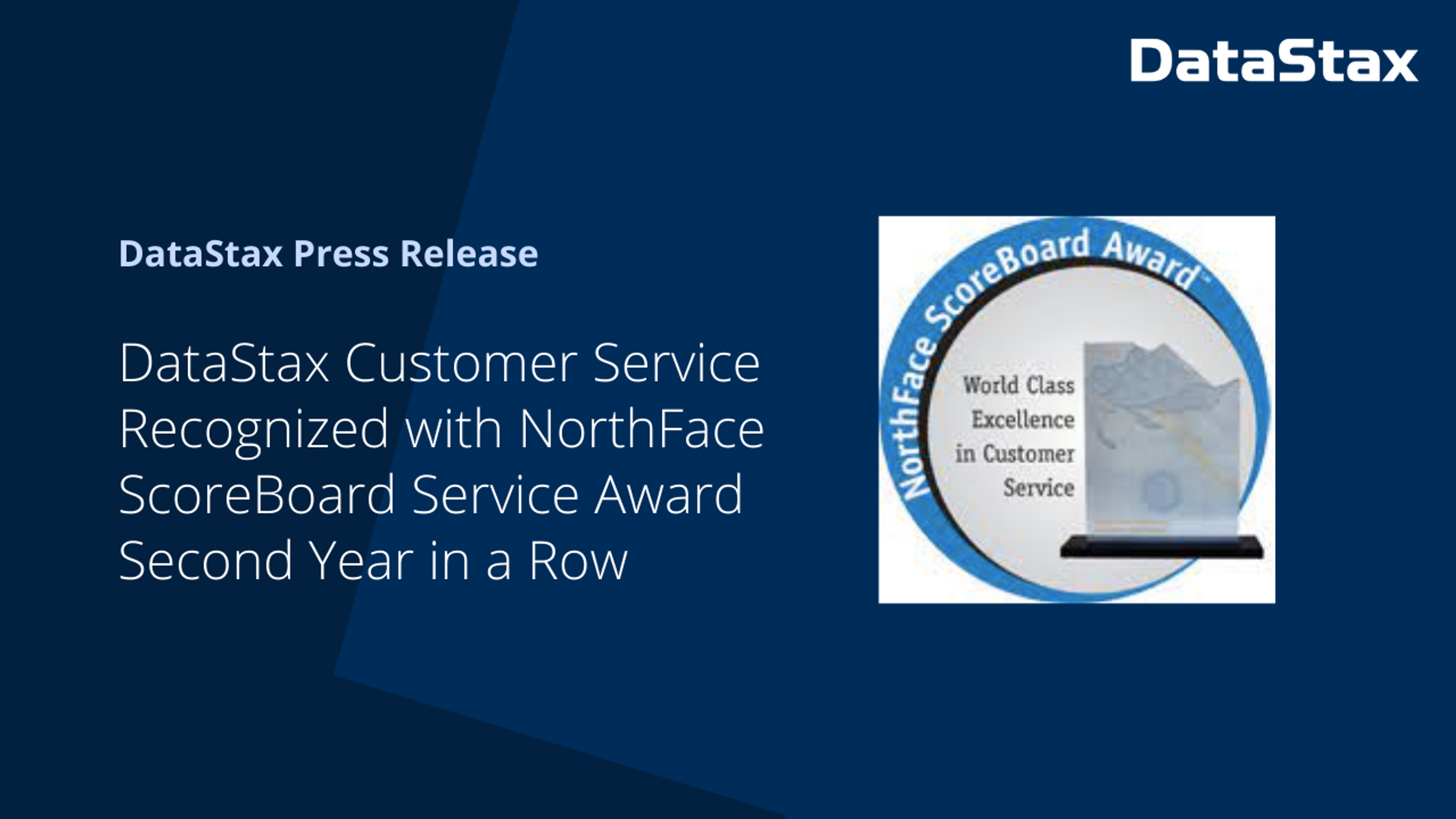 DataStax Customer Service Recognized with NorthFace ScoreBoard Service Award 2nd Year in a Row | DataStax
