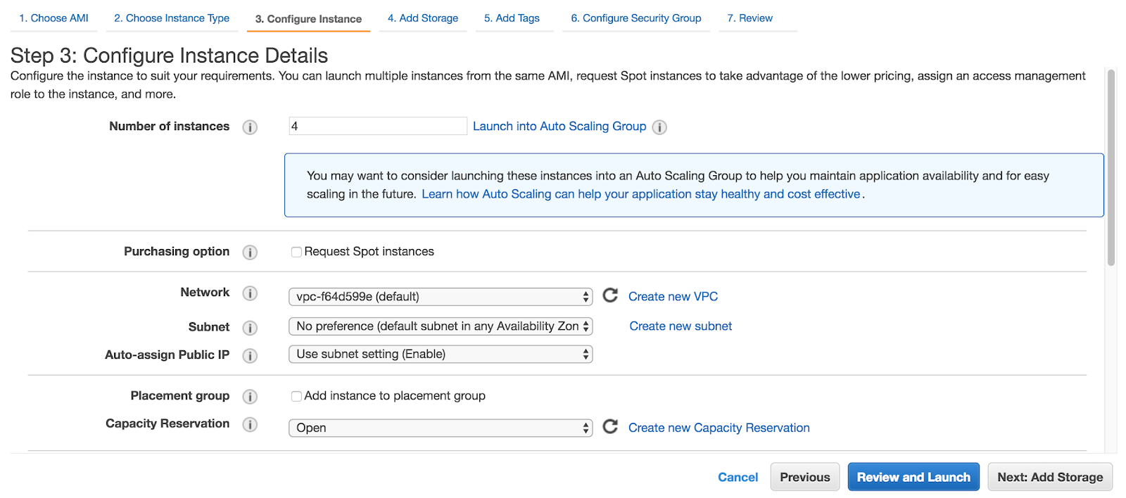 Configure Instance Details